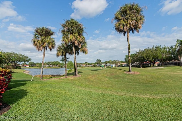 2081 Crestview Way, Naples, FL 34119 - surrounding community with a water view, a yard, and view of golf course