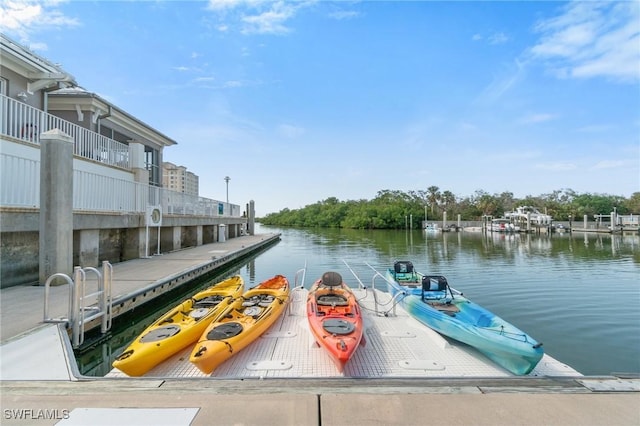 dock area featuring a water view