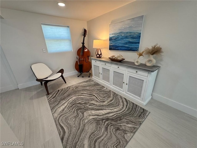 sitting room with light wood-type flooring