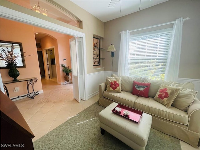 view of tiled living room