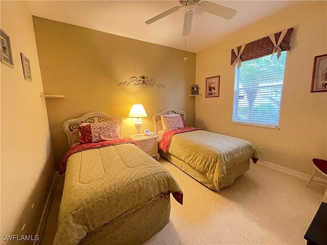 bedroom with carpet and ceiling fan