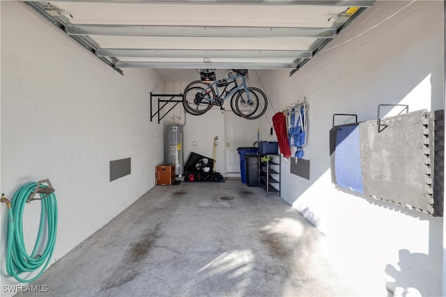 garage featuring electric water heater