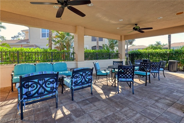 view of patio / terrace with outdoor lounge area and ceiling fan