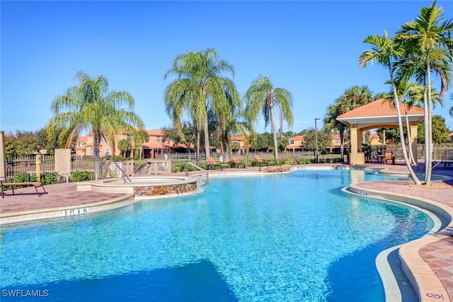 view of pool with a gazebo and a patio