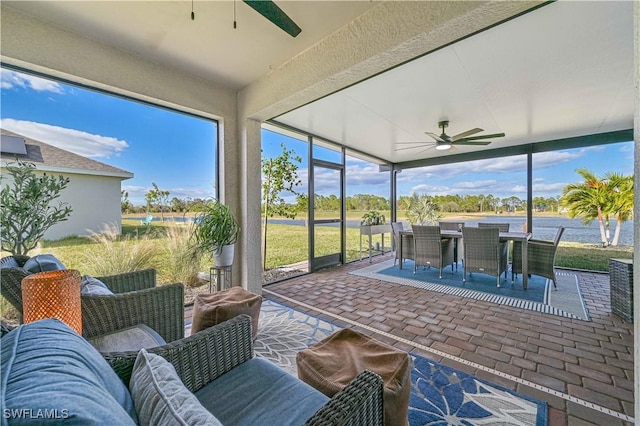 8908 Cascade Price Cir, North Fort Myers, FL 33917 - sunroom with outdoor dining space and a ceiling fan