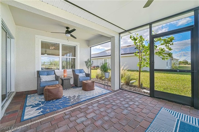 8908 Cascade Price Cir, North Fort Myers, FL 33917 - sunroom / solarium featuring ceiling fan and an outdoor living space