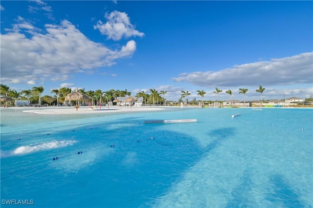 view of water feature with a view of the beach