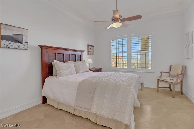 bedroom featuring ceiling fan