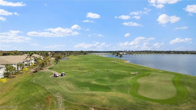 view of home's community with a water view