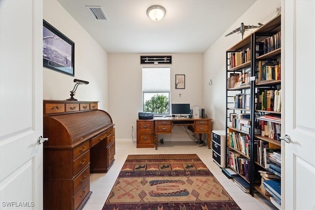 office with light tile patterned floors