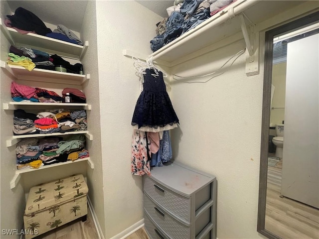 spacious closet featuring hardwood / wood-style floors