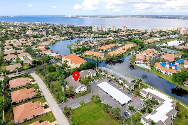 bird's eye view featuring a water view