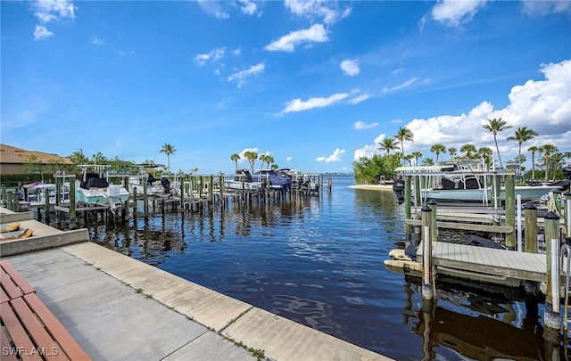 view of dock featuring a water view