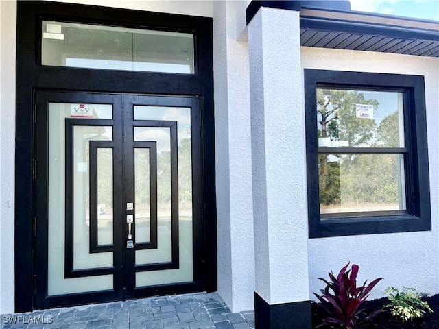 property entrance with french doors