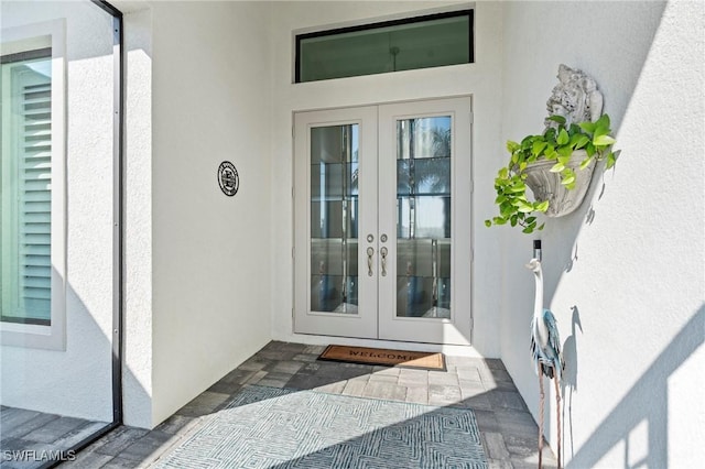 property entrance with french doors