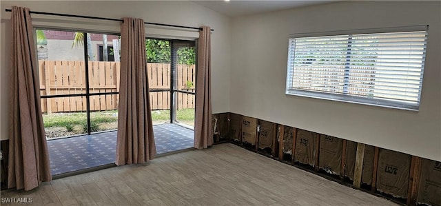 doorway to outside featuring light hardwood / wood-style floors