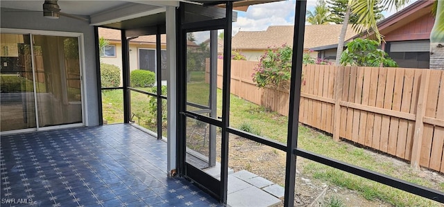 view of unfurnished sunroom