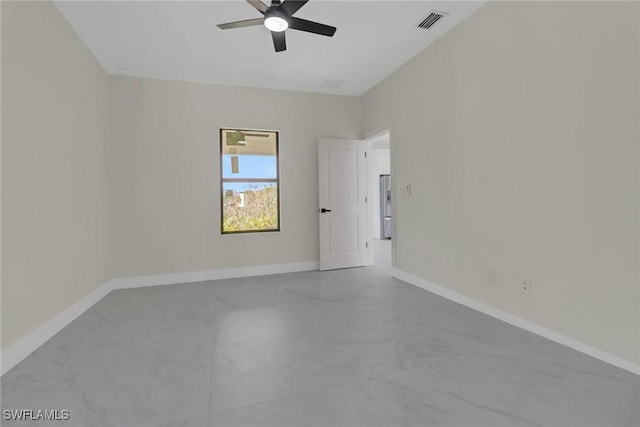 spare room featuring ceiling fan