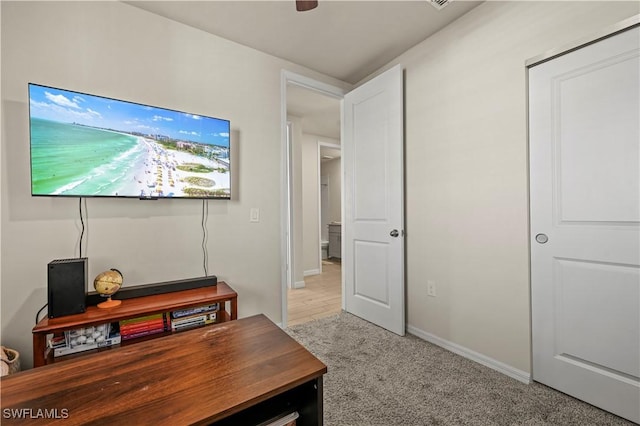 view of carpeted office space