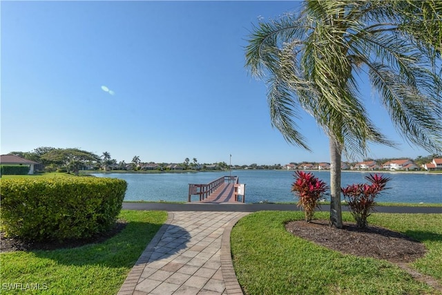 view of dock featuring a water view