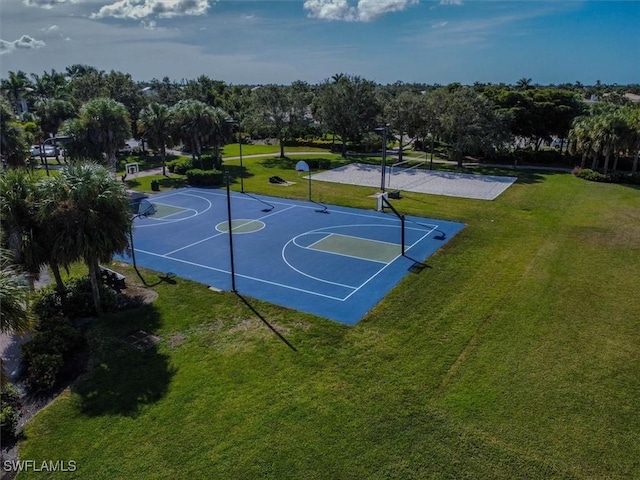 view of sport court with community basketball court and a yard