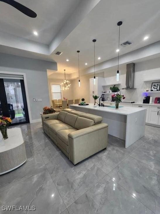 living room featuring plenty of natural light