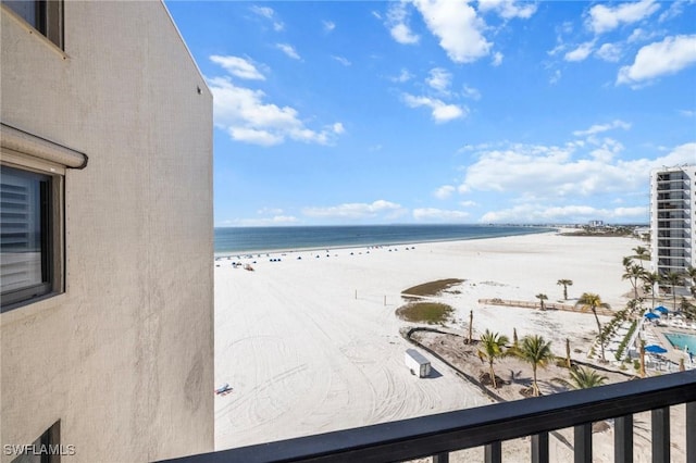 view of water feature featuring a beach view