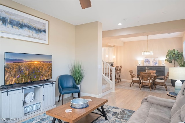 living room with hardwood / wood-style flooring