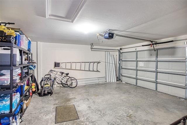 garage with a garage door opener