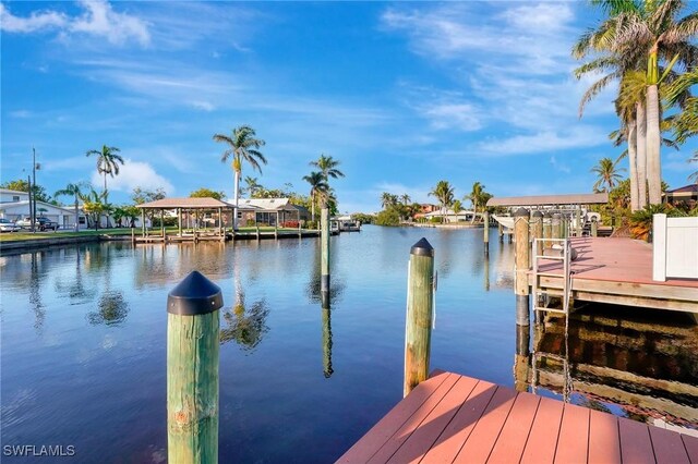 dock area featuring a water view
