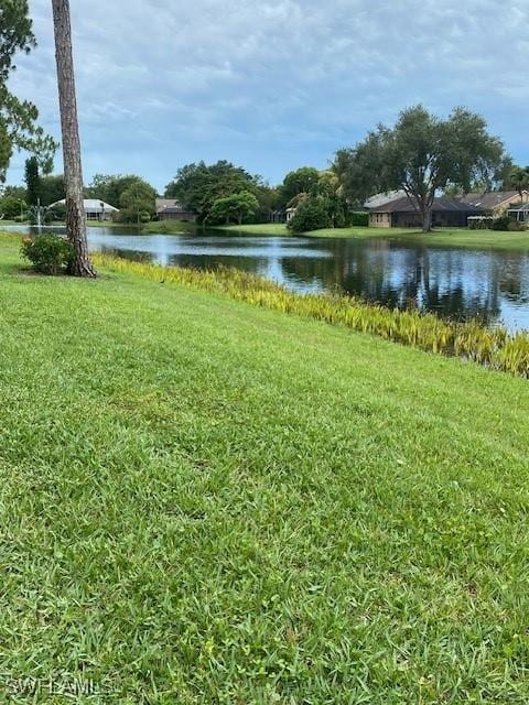 view of yard featuring a water view