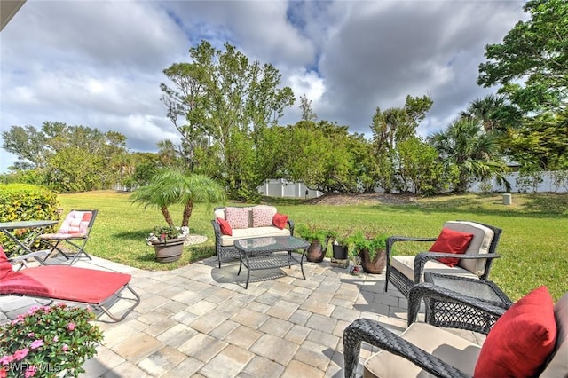 view of patio / terrace featuring an outdoor living space