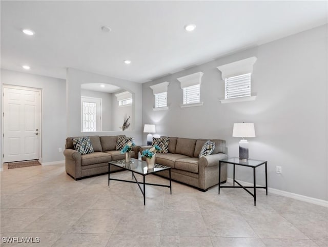 view of tiled living room