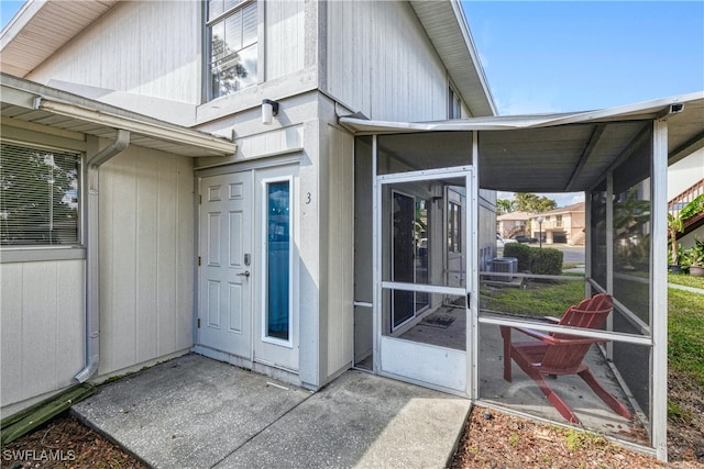 entrance to property with a patio area