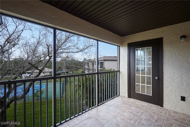 view of unfurnished sunroom