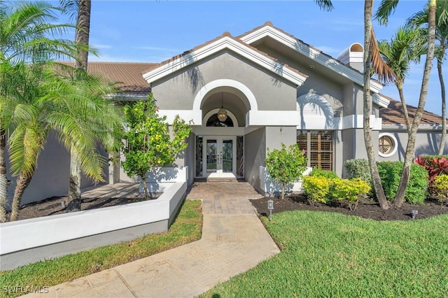 view of front facade featuring french doors