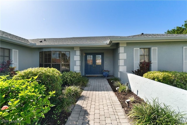 property entrance with french doors