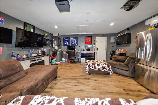 living room with hardwood / wood-style floors