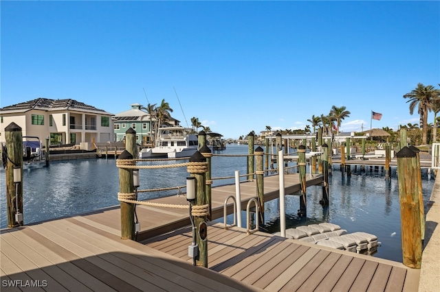 view of dock featuring a water view