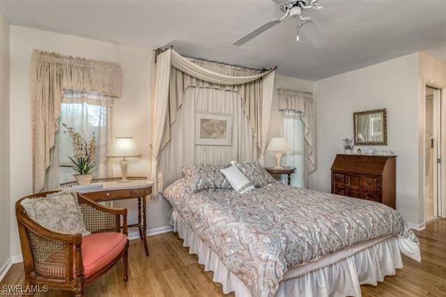 bedroom with light wood-type flooring