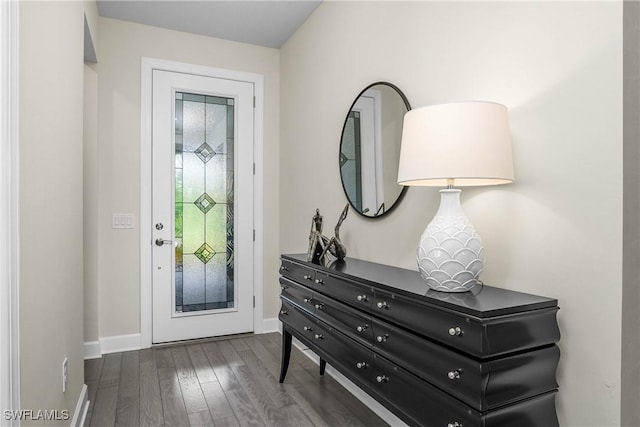 entrance foyer featuring dark hardwood / wood-style floors