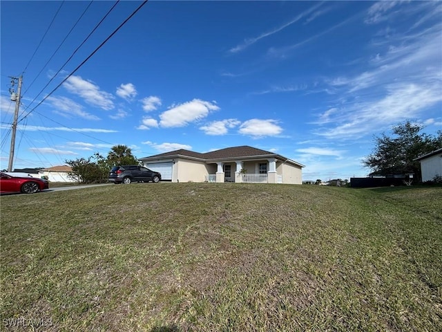 ranch-style house with a front lawn