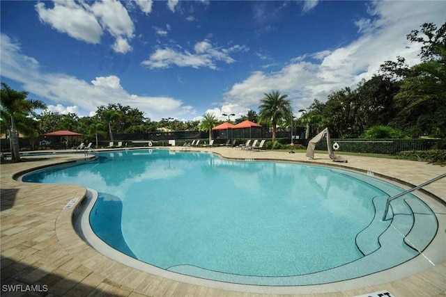 view of pool featuring a patio area