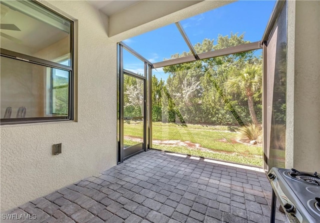 view of unfurnished sunroom