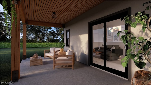 view of patio featuring an outdoor living space