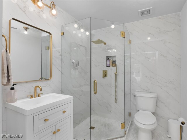 9831 Alabama St Unit 5, Bonita Springs, FL 34135 - bathroom with a shower with door, tile walls, and toilet