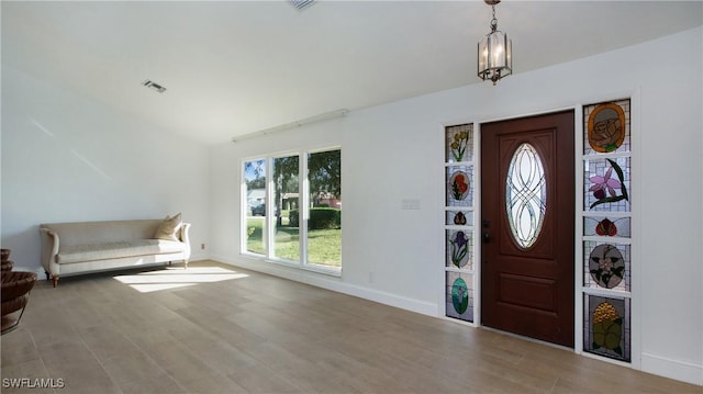 entrance foyer featuring wood-type flooring