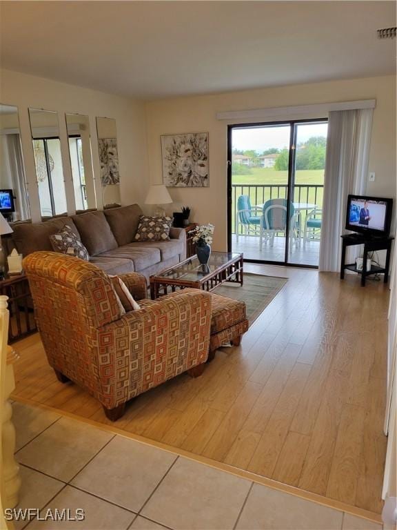 living room featuring light hardwood / wood-style floors