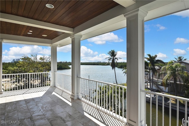 balcony with a water view