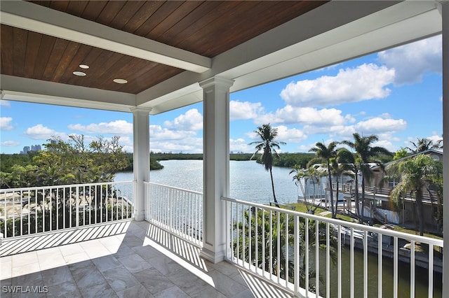 balcony with a water view